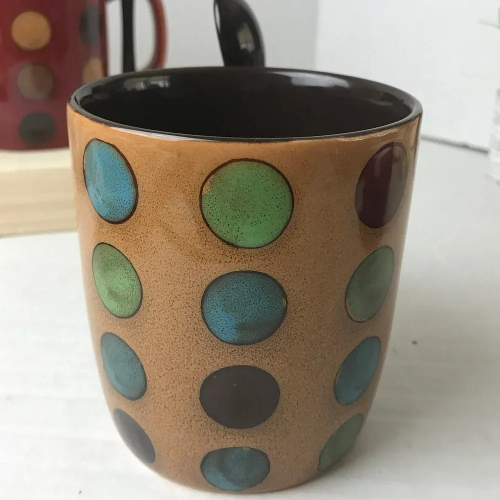 NWOT - A Polka Dot Coffee Tea Mug with Spoon in Handle - Pick One